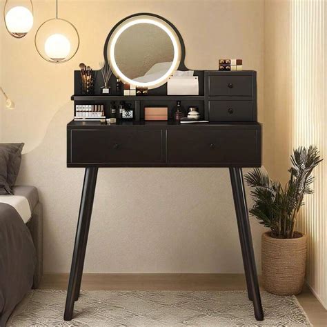 Makeup Vanity Desk With Lights,Make Up Vanity With Power Strip,Dressing ...