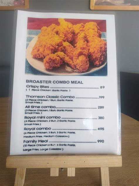 Menu at Thomson Bakery, Kozhenchery