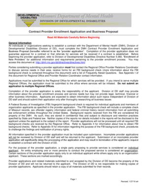 Fillable Online dmh mo Contract Provider Enrollment Application and ...