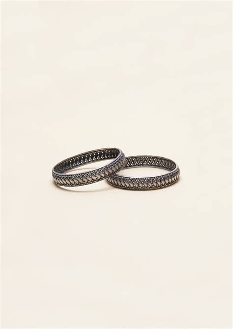 Saundarya Kavya Premium Oxidized Silver Finish Bangle Pair
