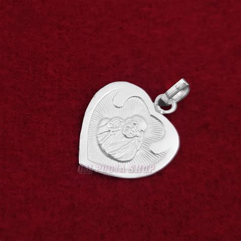 Sai Baba Heart Shape Pendant in Pure Silver & Pure Gold