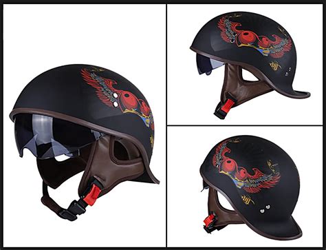 Hanhua German Style Half Face Helmet with UV Visor India | Ubuy