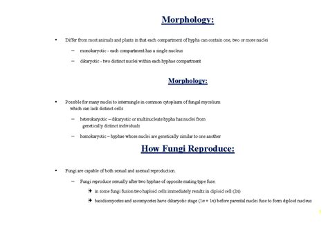Morphology of all the basic parts of fungi - Morphology: Differ from ...