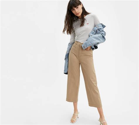Ribcage Wide Leg Cropped Women's Pants - Brown | Levi's® US