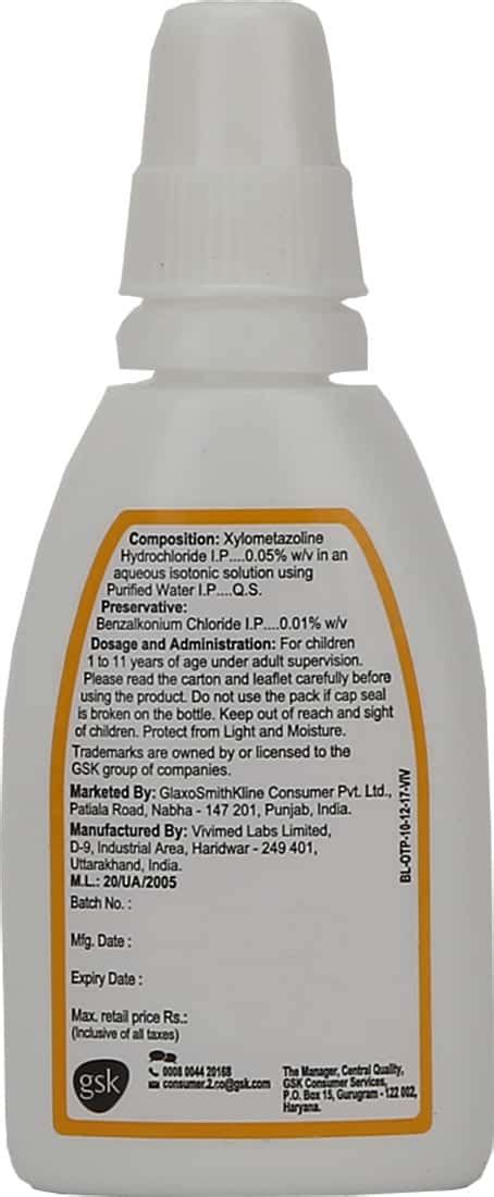 Buy OTRIVIN PAEDIATRIC 0.05 % NASAL DROPS 10 ML Online & Get Upto 60% ...