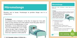 Speed Reading Comprehension Worksheet / Worksheet - Te Reo Māori