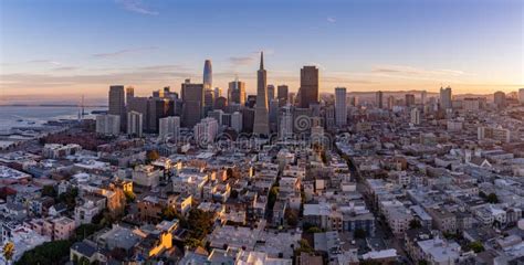 Downtown San Francisco at Sunset Editorial Photography - Image of urban ...