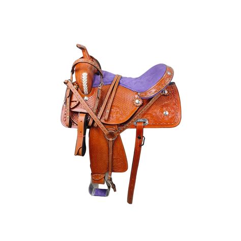 Western Barrel Racing Horse Saddle Pleasure Trail Floral Tooled Leather ...