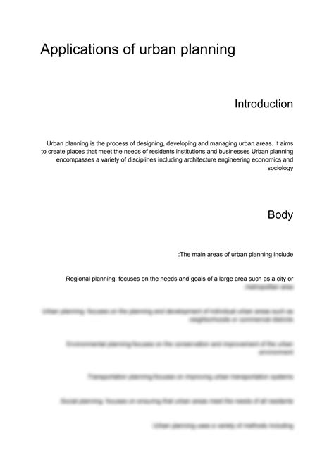 SOLUTION: Applications of urban planning - Studypool