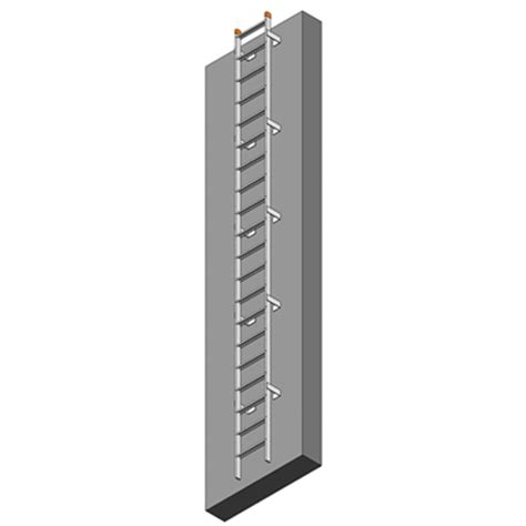 BIM objects - Free download! Tubular Aluminum Fixed Ladder To Roof ...