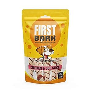 Buy FIRST BARK Yummylicious Treats Chicken & COD Stick, Medium, 70 g ...