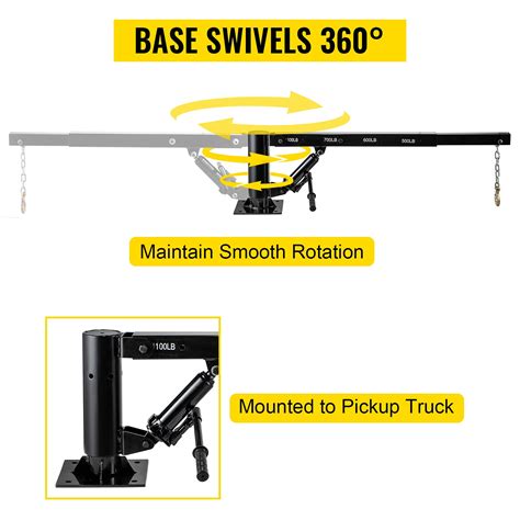 VEVOR Davit Crane, 1100lbs Pickup Truck Crane, 360°Swivel Design ...