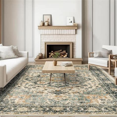 HILORUUG Washable Area Rug 9x12 - Living Room Farmhouse Vintage ...