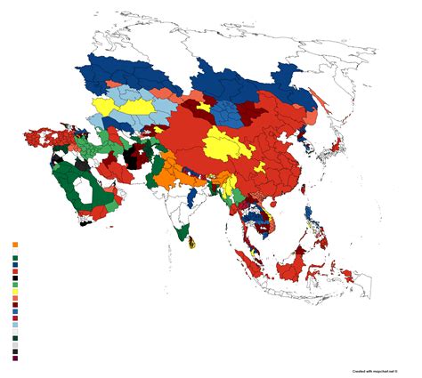 Flag Map of Asia Colored by Political Subdivisions : r/vexillology
