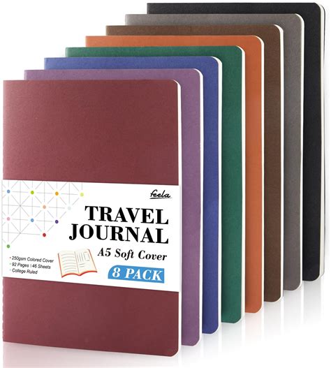 feela 8 Pack Soft Cover Notebooks A5 Lined Journal Notebooks College ...