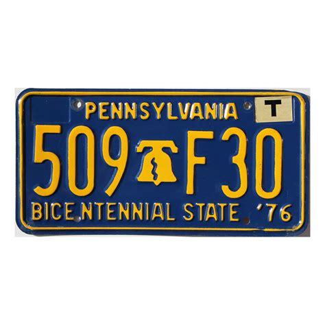 1976 Pennsylvania Bicentennial License Plate #509F30