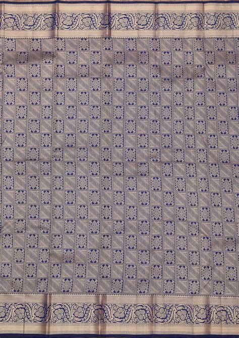 Buy Navy Blue Zariwork (Gold) Silk Silk_Saree - Koskii