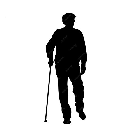 Premium Vector | Elderly people walking on street silhouette silhouettes of elderly man on ...