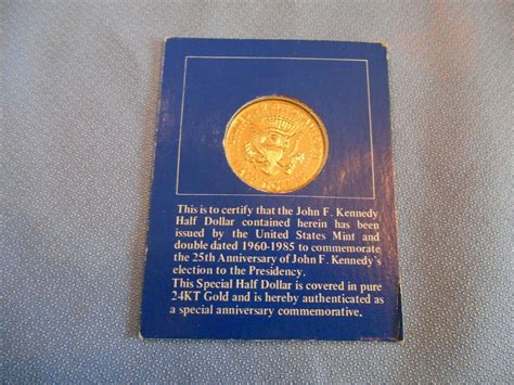 JOHN F KENNEDY HALF DOLLAR DOUBLE DATED 1960-1985 COVERED IN PURE 24KT ...