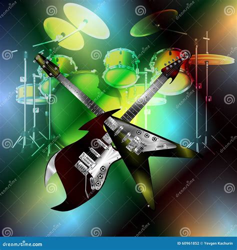 Crosshair Rock Guitar on the Background of Drums Stock Vector - Illustration of modern, concert ...