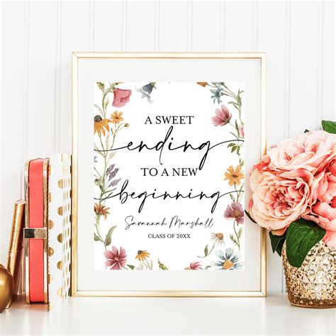Wildflower Graduation, A Sweet Ending to A New Beginning Sign Printable ...