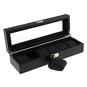 FLAWISH 6 Slot Watch Box Case for Men Boxes Display Glass Top Jewelry ...