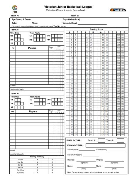 Printable Basketball Score Sheet | dev.onallcylinders.com