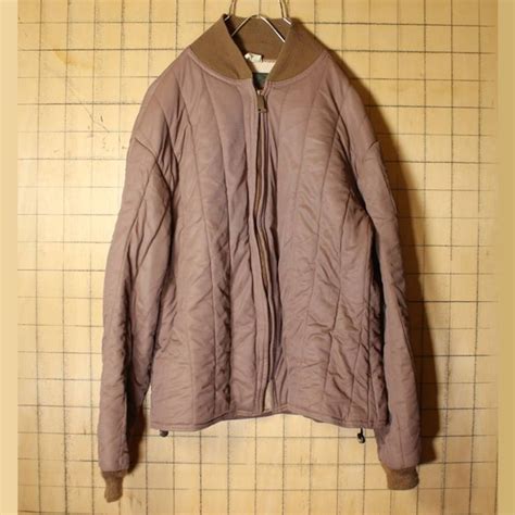 60s 70s USA製 RefrigiWear キルティングライナー ナイロン ワーク ジャケット メンズL ベージュ CONMATIC ...