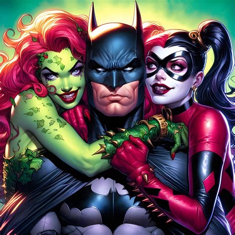 BATMAN-POISON IVY AND HARLEY QUNN by artmandom on DeviantArt
