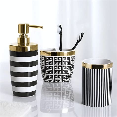 Allure Home Creation Derby 3-Piece Ceramic Bathroom Accessory Set Black ...