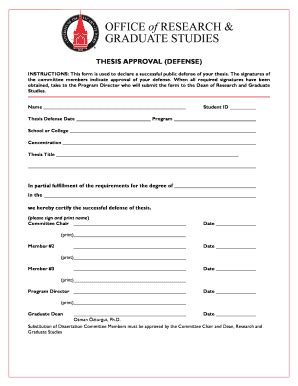 Fillable Online uiw Thesis Approval (Defense) form Fax Email Print ...