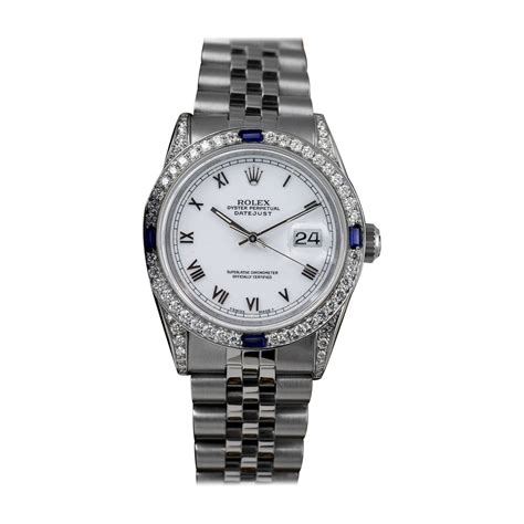 Rolex Datejust Black Dial with Sapphires/Diamonds Steel Ladies Watch ...