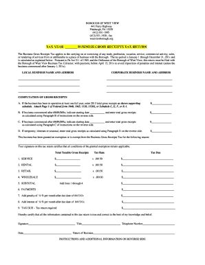 Fillable Online westviewborough Year End Tax bFormb - Borough of West ...