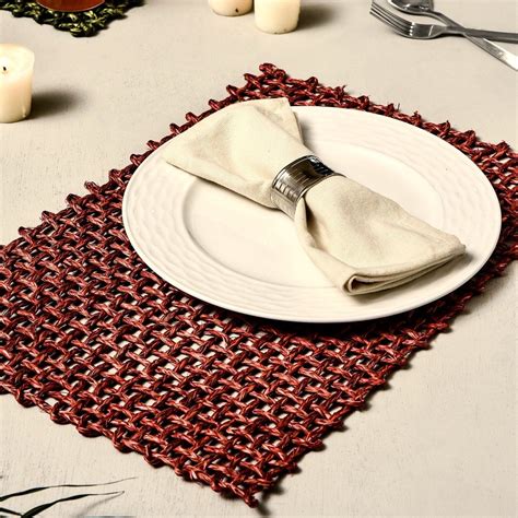 Buy Unravel India Sabai Jali red Table mat Set(Set of 2) Online at Low ...