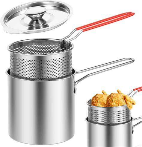 Deep Fat Fryer Strainer,Stainless Steel Frying Pot with Basket with ...