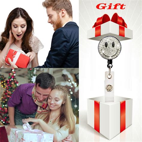 Buy bestchoice000 Smiley Retractable Badge Holders, Bling Smiley Badge ...