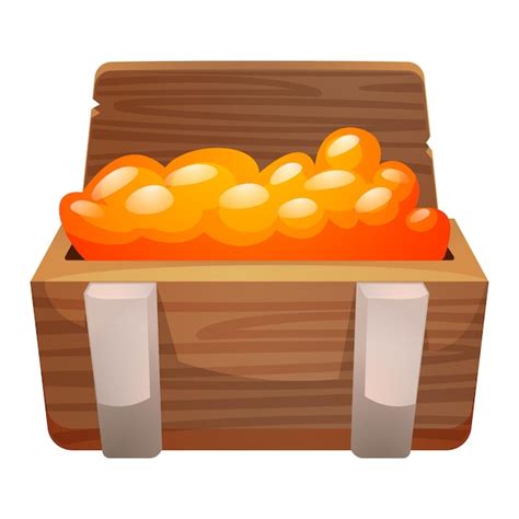 Houten kist met goud pictogram Cartoon van houten kist met goud vector ...