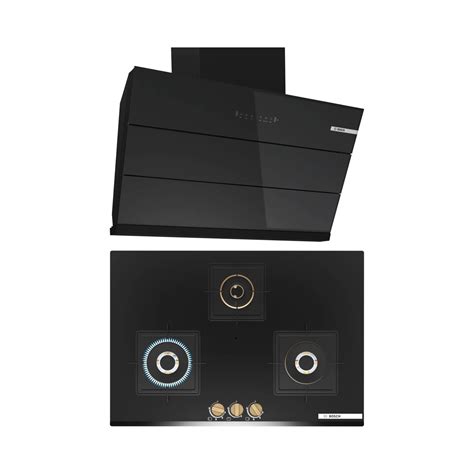 Bosch 90 cm Wall Mounted Chimney DWK98IJ60I + Bosch 75 cm 3 Burner Hob ...