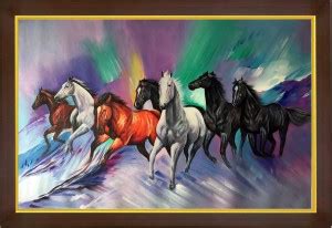 7 Horses Painting Frame Digital Poster Reprint 14 inch x 20 inch ...