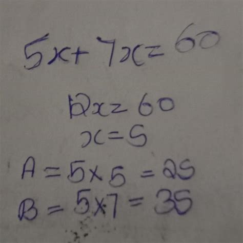 divide ₹60 between two people,A and B in the ratio 5:7 - Brainly.in