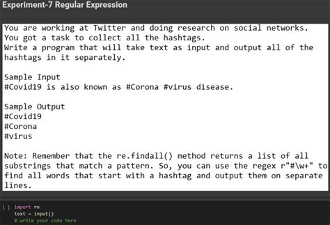 Experiment 7 Regular Expression