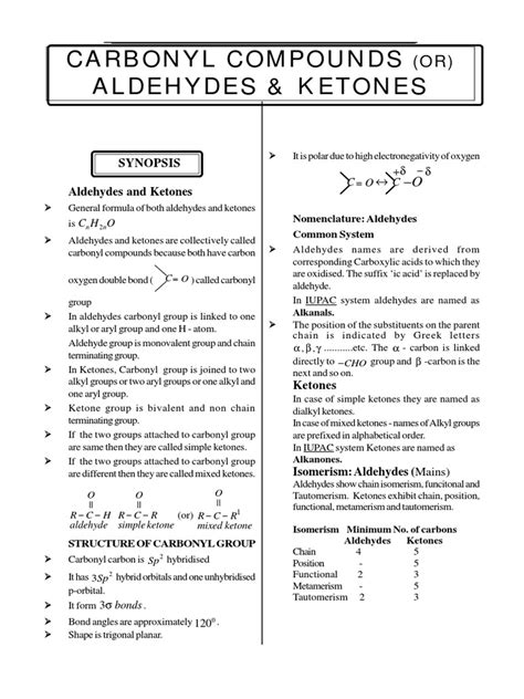 Carbonyl Compounds Notes 的图像结果