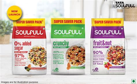 Tata Soulfull Crunchy Millet Muesli, Contains Wholegrains, Nuts ...
