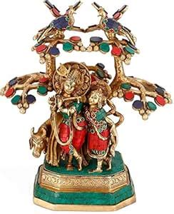 Buy CraftVatika Brass Radha Krishna Statue Hindu Religious Krishan Idol ...