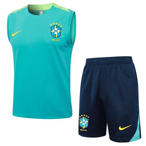 Brazil 24/25 Sleeveless Training Set – Teal/Navy - SoccerArmor