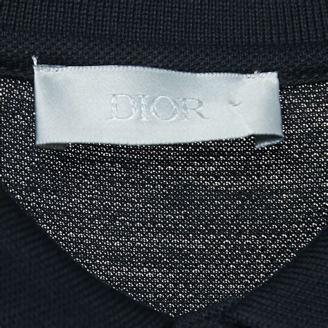 Dior Black Cotton Embroidered Polo T-Shirt M For Sale at 1stDibs