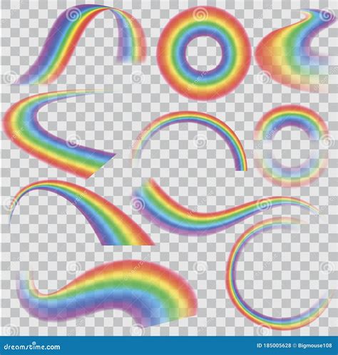 Realistic Detailed 3d Rainbows Different Shape Set. Vector Stock Vector ...