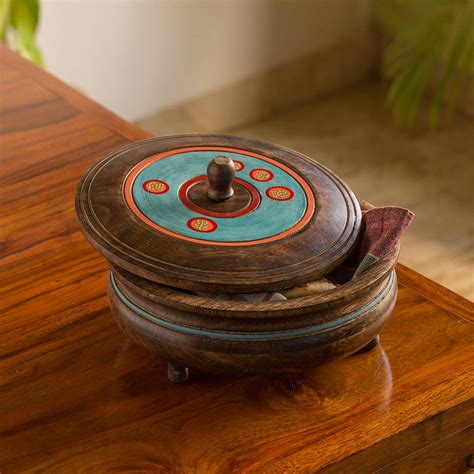 Buy ExclusiveLane Wooden Round Roti Box & Wooden Chapati Box - 1 Base ...
