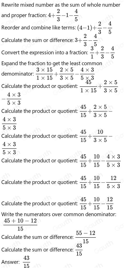 Solved: is 4 2/3 -1 4/5 2 7 [Math]