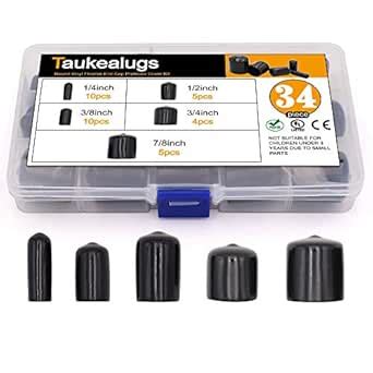 34pcs Black Pipe Post Bolt Screw Rubber Thread Protector Cover Vinyl ...